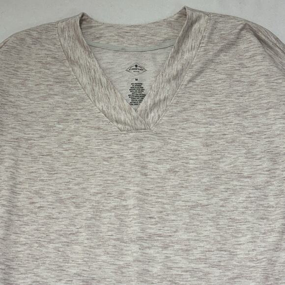 St. John's Bay Active Women's Medium V-Neck Sweatshirt Pullover Beige Stretch - Picture 2 of 13